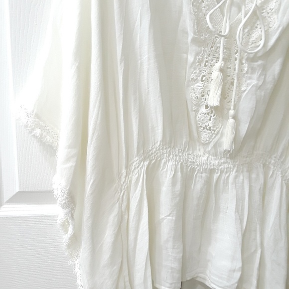 ZARA boho lace tie front batwing blouse, xsmall - Picture 5 of 6